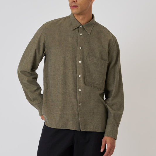 Square Pocket Shirt Brushed Twill Marl - Mustard