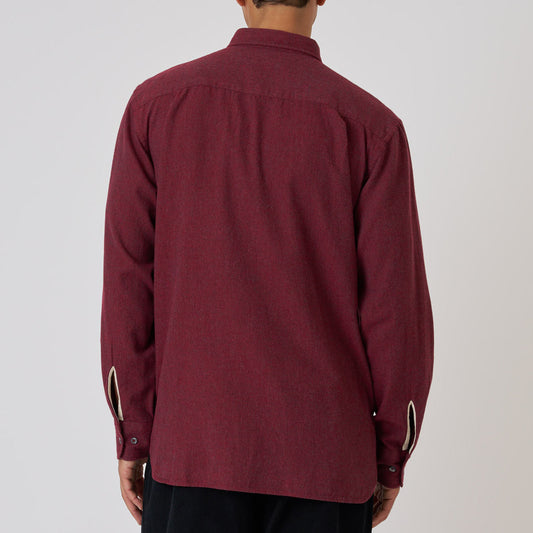 Square Pocket Shirt Brushed Marl Twill - Red