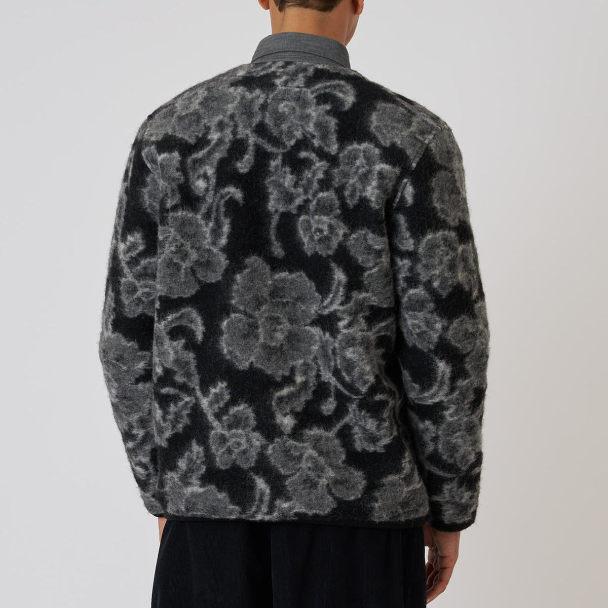 Universal Flower Fleece Cardigan - Charcoal