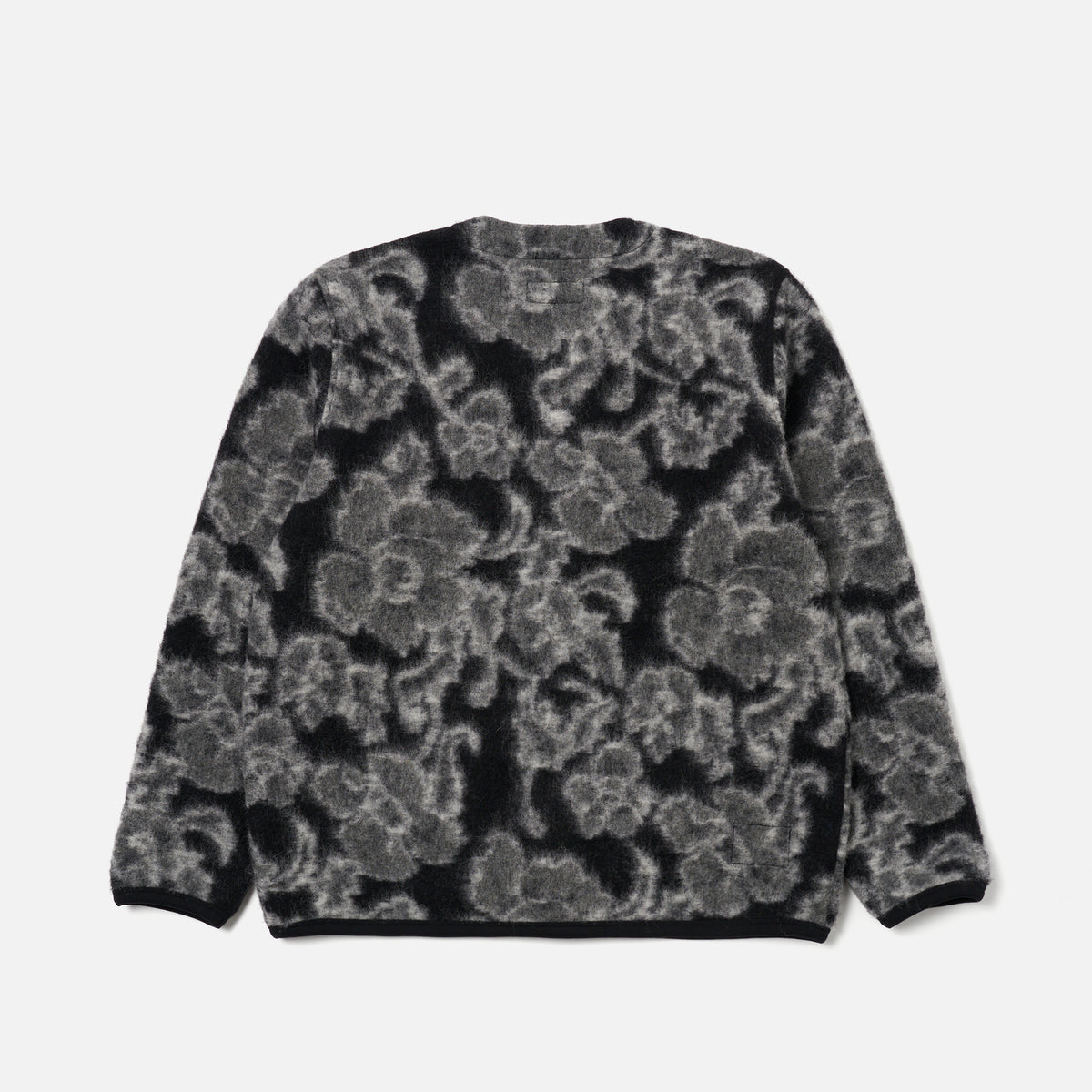 Flower Fleece Cardigan - Charcoal