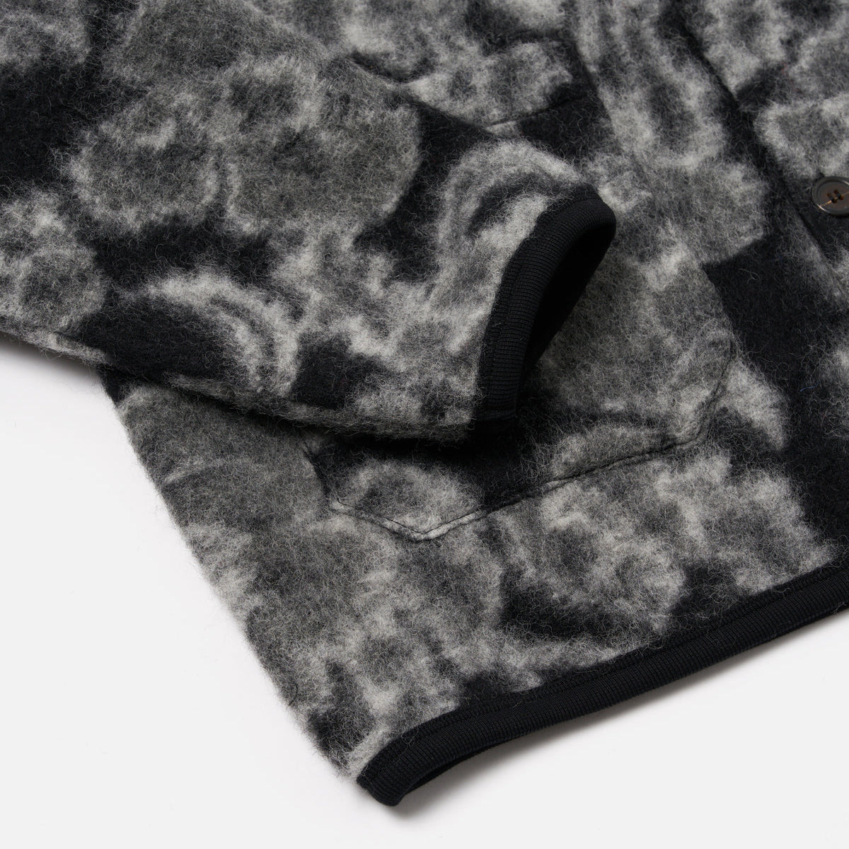 Universal Flower Fleece Cardigan - Charcoal