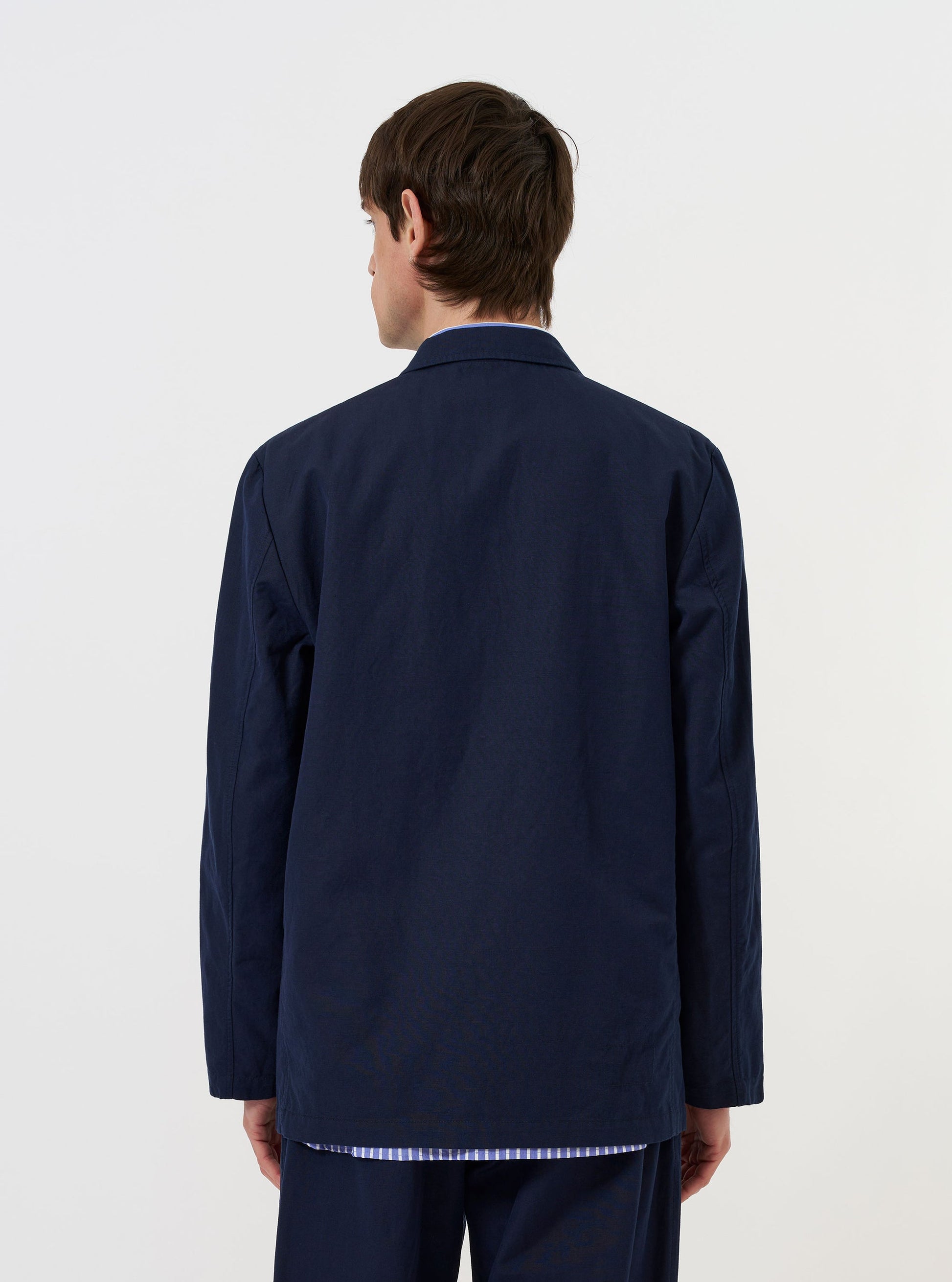 Universal Linen Slub Weave Two Button Jacket - Navy