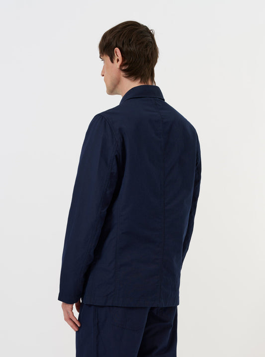 Linen Slub Weave Bakers Jacket - Navy