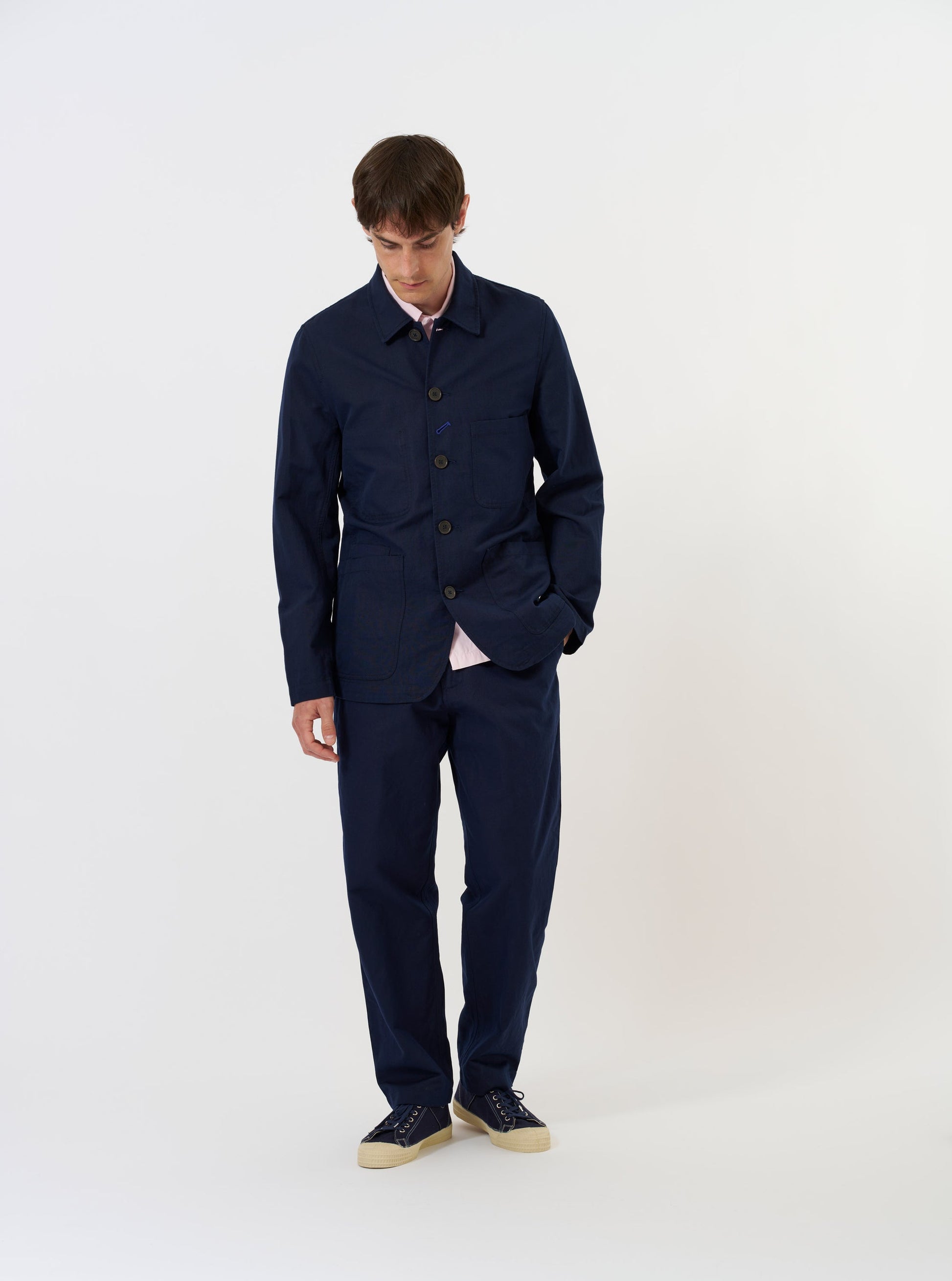 Universal Linen Slub Weave Bakers Jacket - Navy