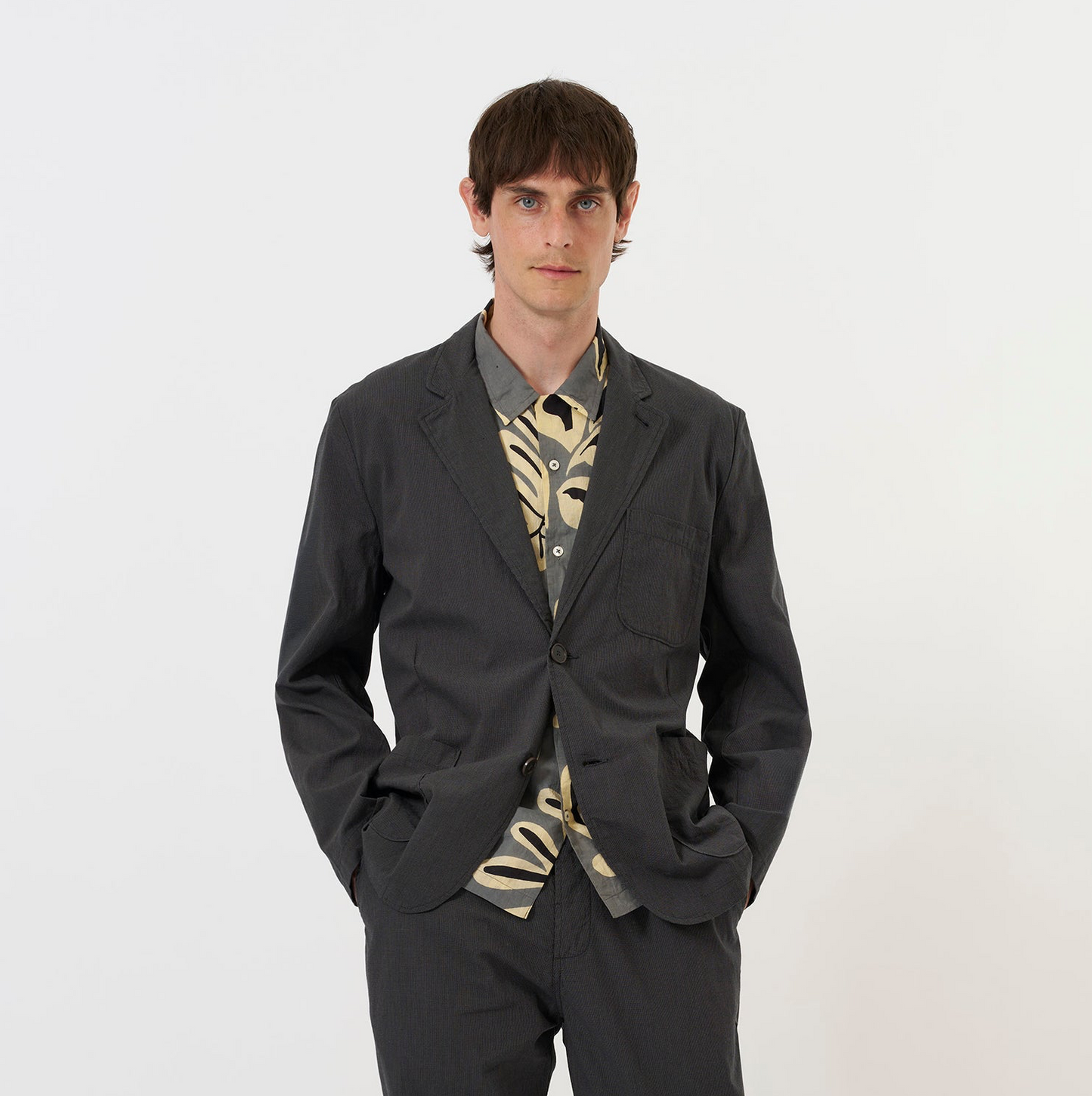 Seattle Cotton Two Button Jacket - Charcoal