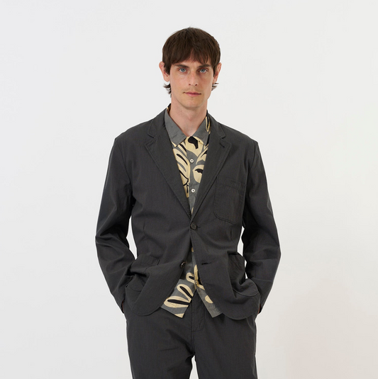 Seattle Cotton Two Button Jacket - Charcoal