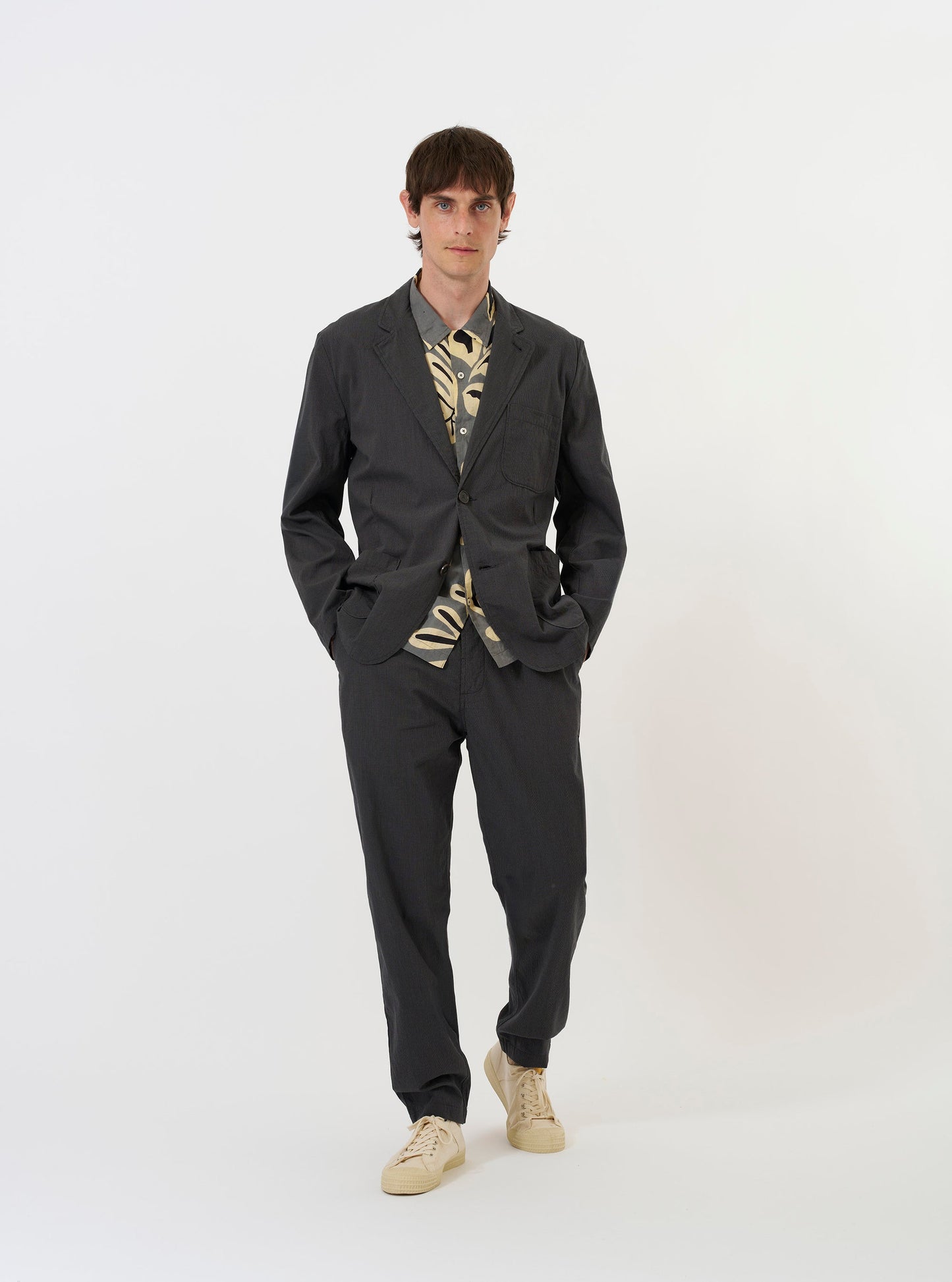 Seattle Cotton Two Button Jacket - Charcoal
