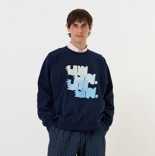 Brush Back Sweat FM Raglan Sweatshirt - Navy