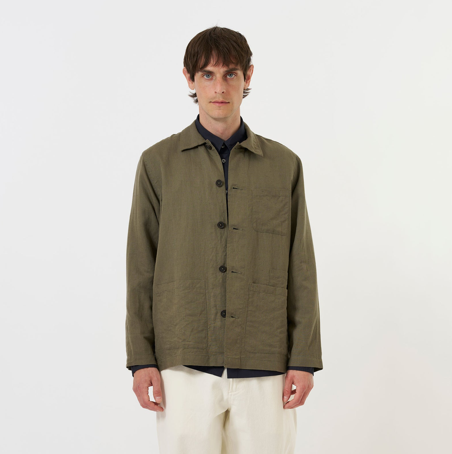 Universal Linen Cotton Shirting Bakers Overshirt - Olive