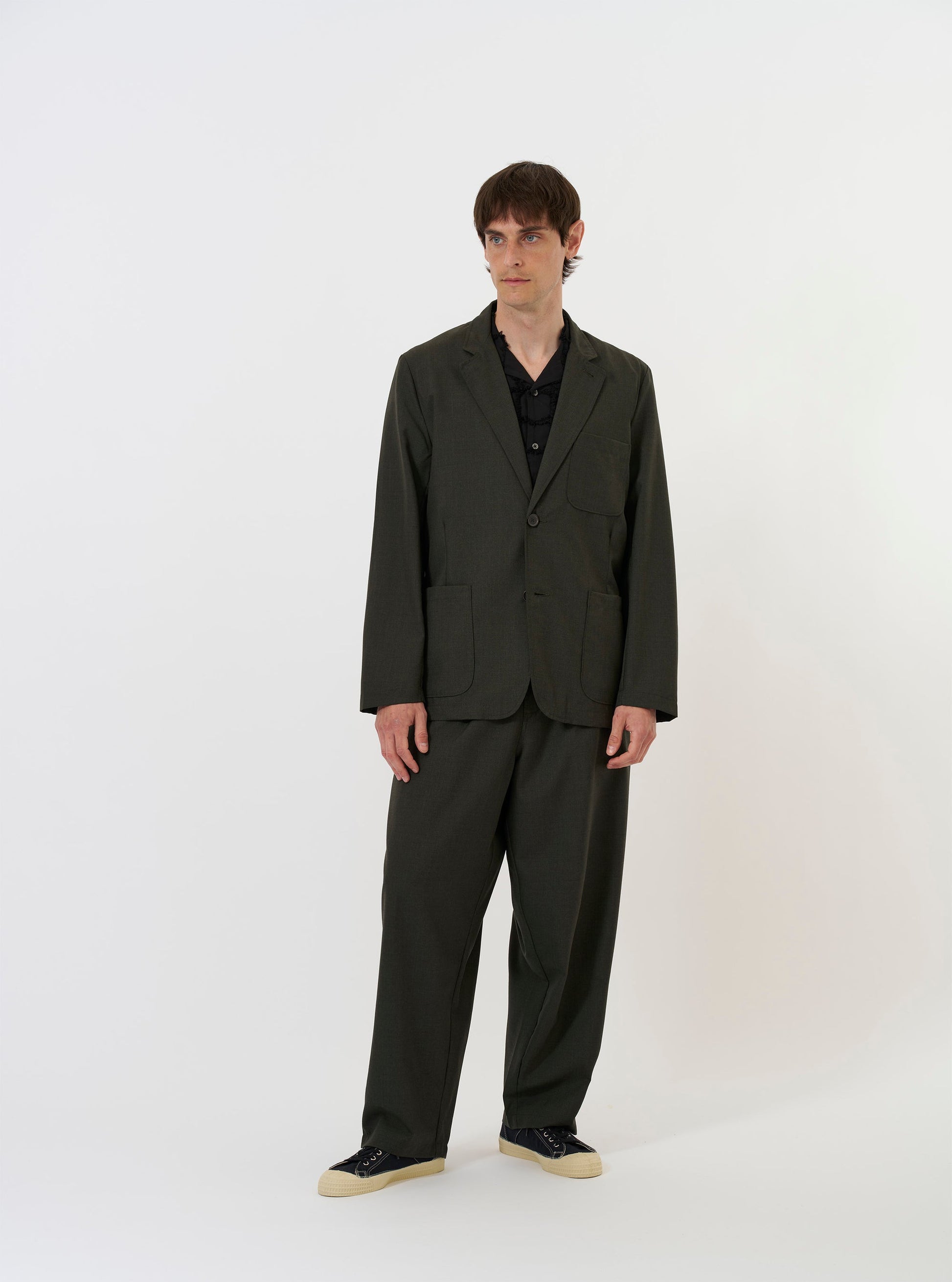 Universal Tropical Suiting Two Button Jacket - Olive Marl