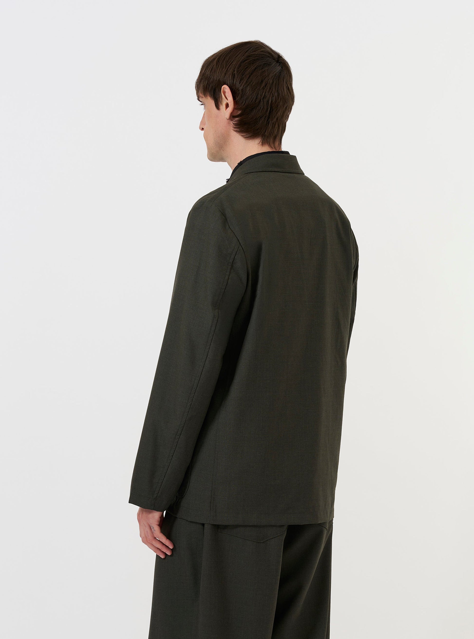 Universal Tropical Suiting Two Button Jacket - Olive Marl