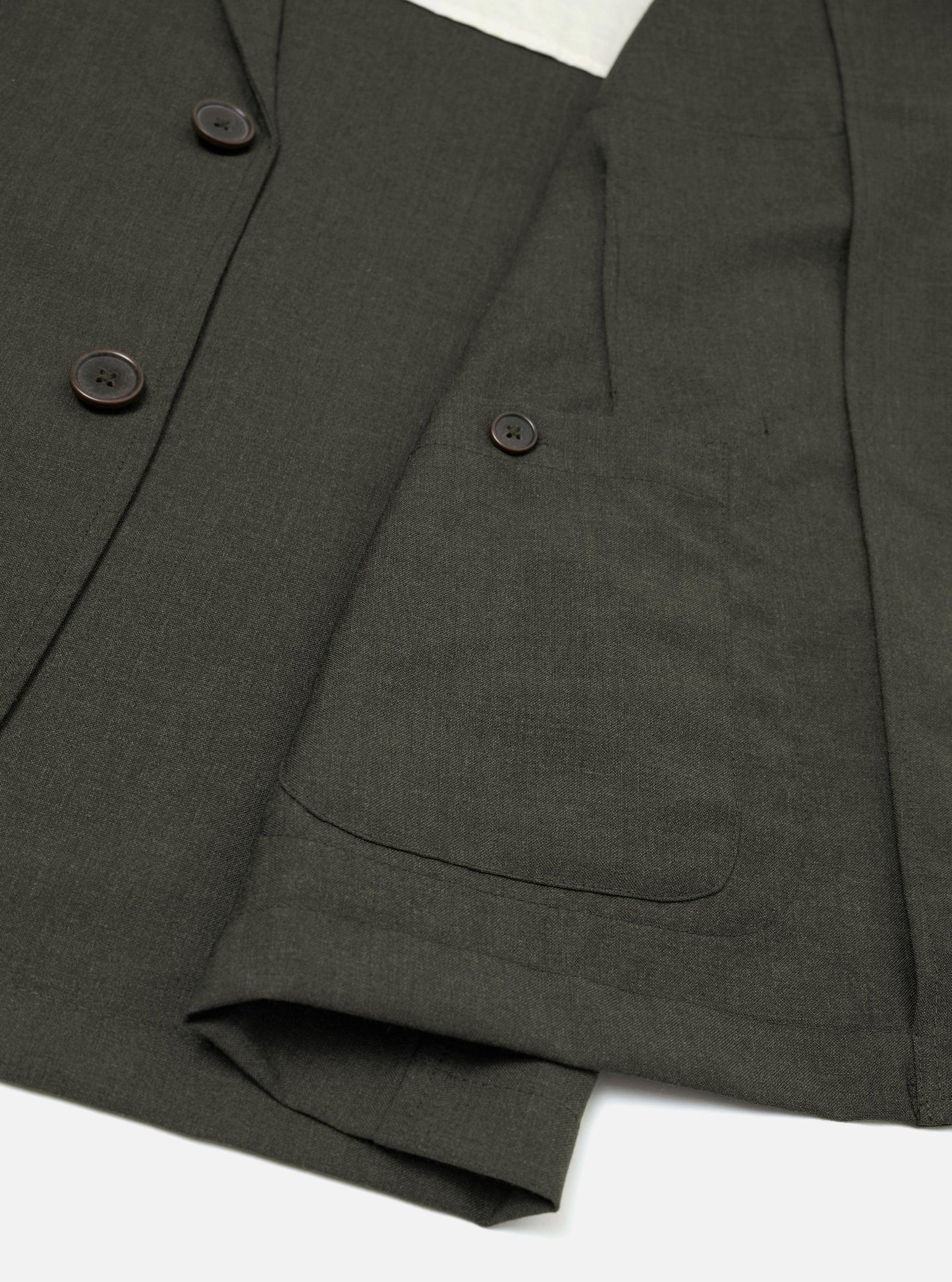 Tropical Suiting Two Button Jacket - Olive Marl
