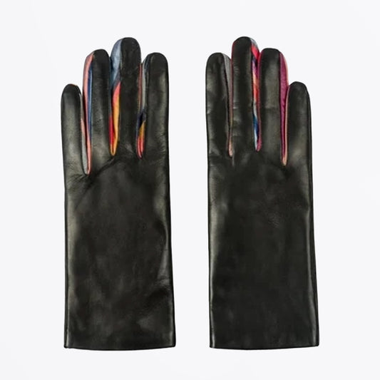 - Concertina Swirl Leather Glove - Black