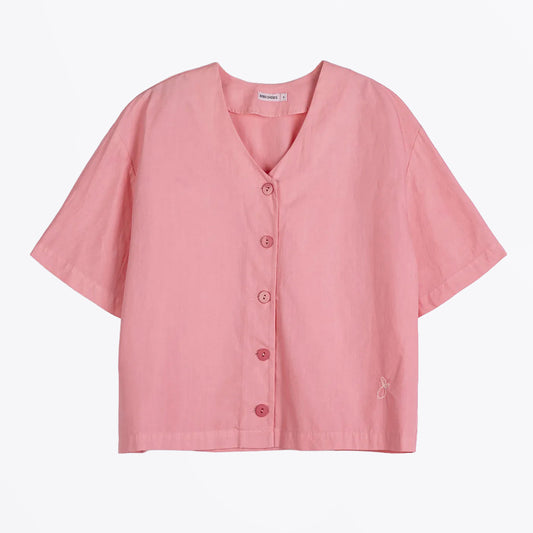 Paper Touch Cropped Blouse - Pink