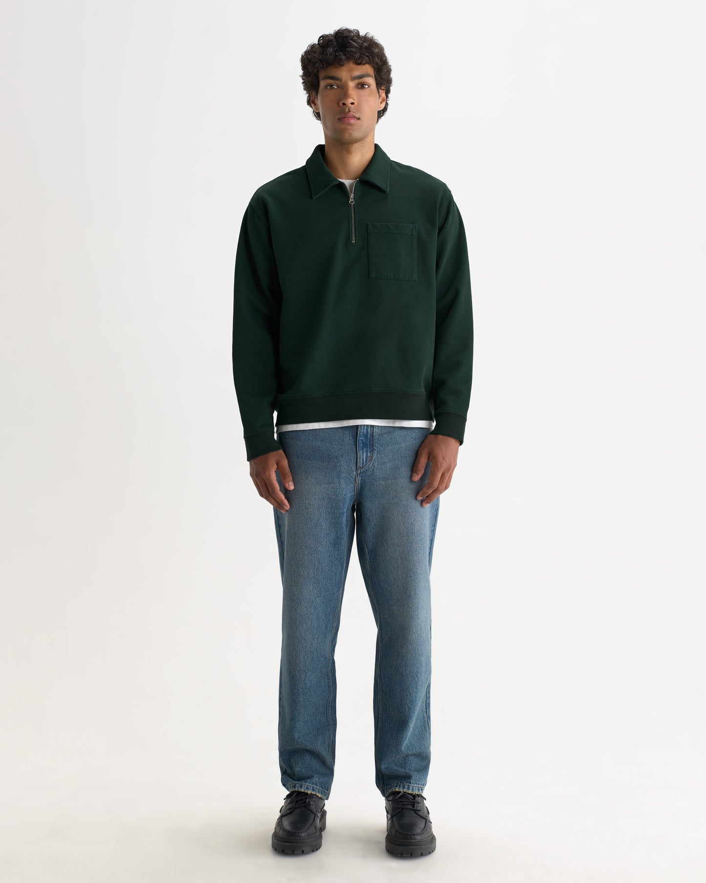 Reeve Quarter Zip Sweatshirt - Washed Green