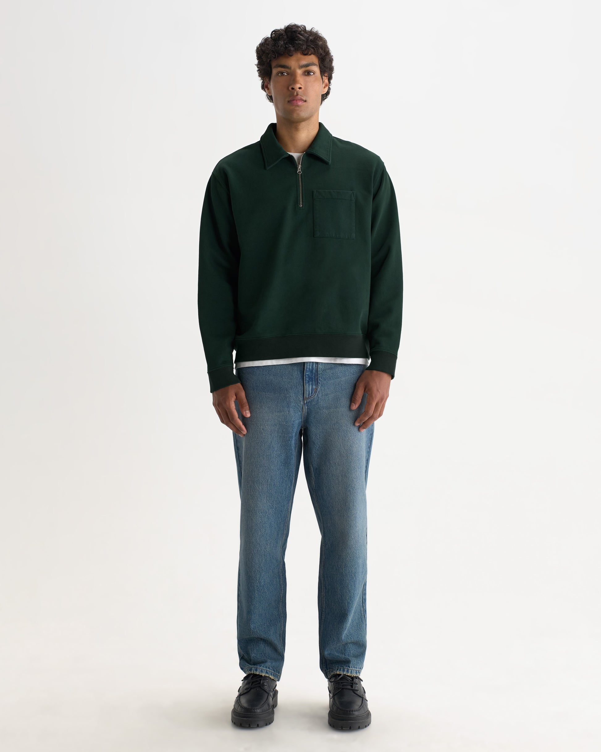 Wax Reeve Quarter Zip Sweatshirt - Washed Green