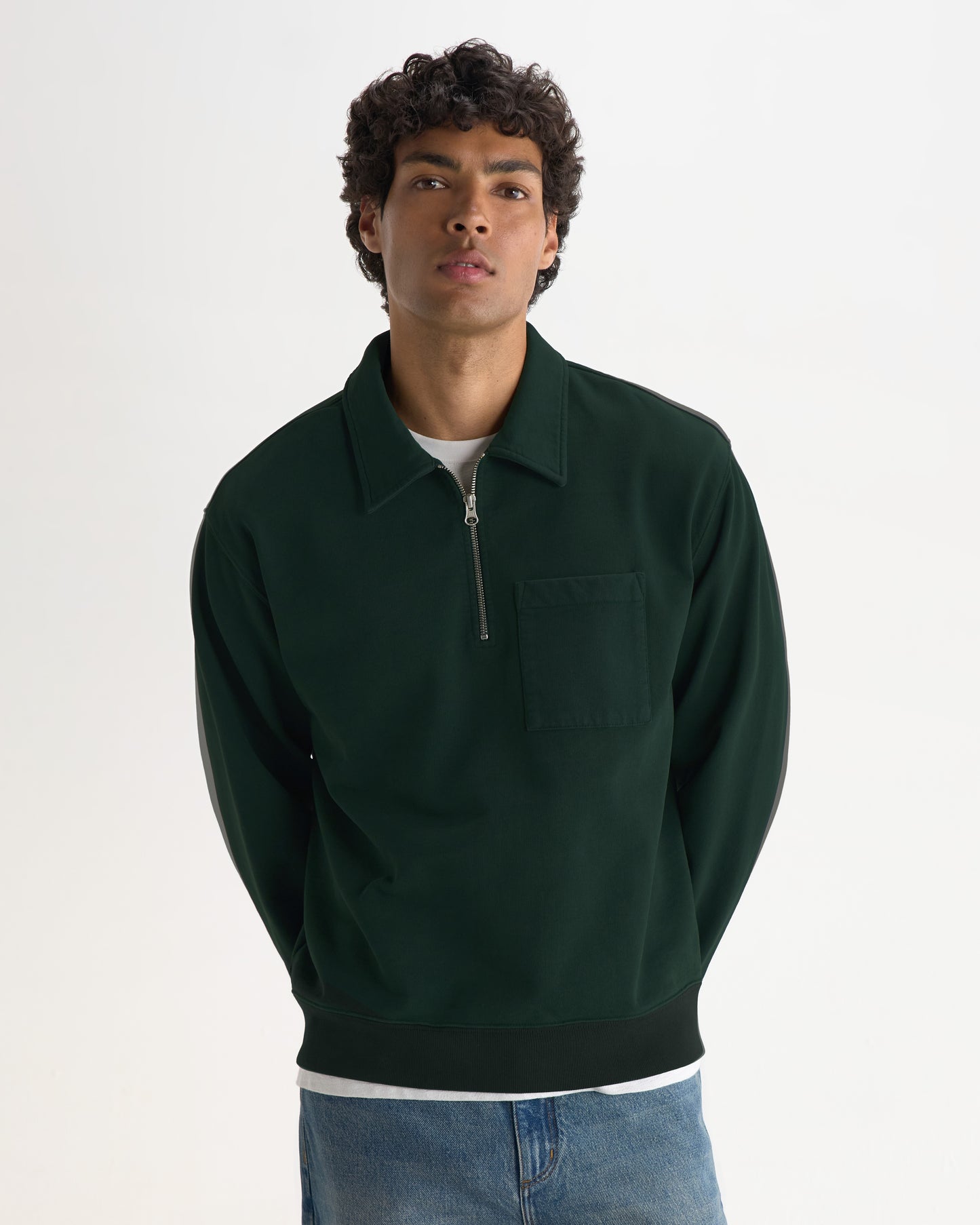Reeve Quarter Zip Sweatshirt - Washed Green