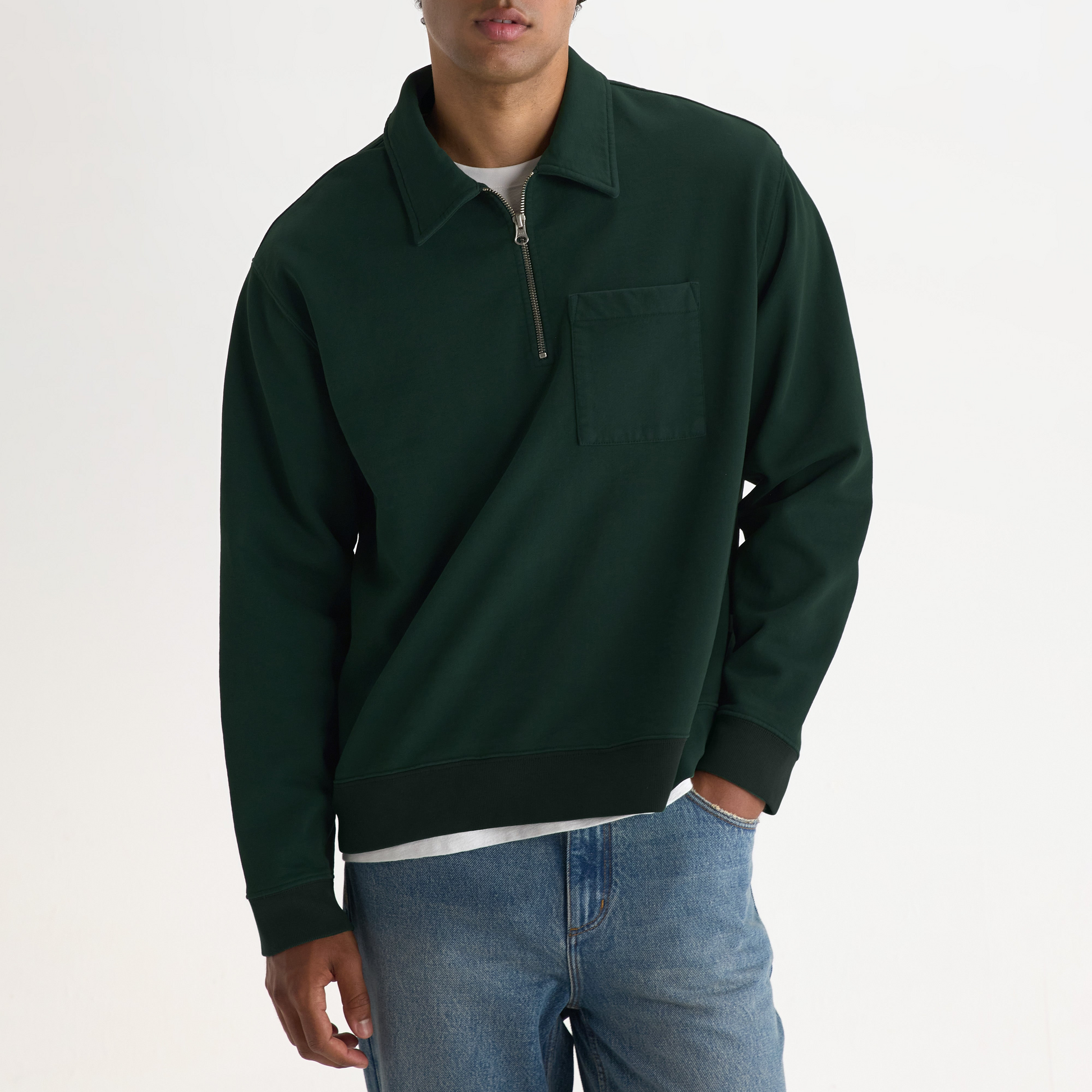 Wax Reeve Quarter Zip Sweatshirt - Washed Green