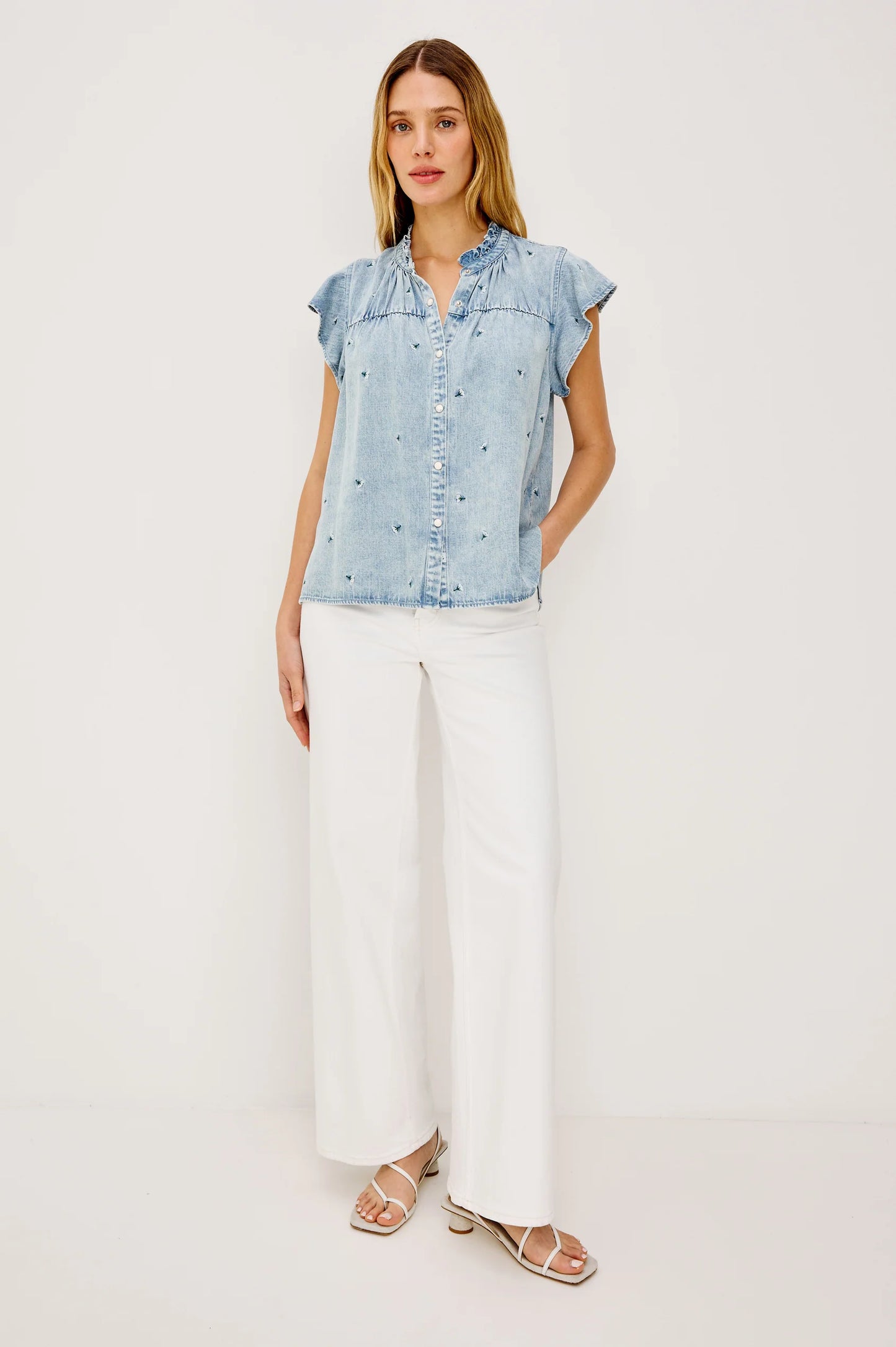 Ruthie Shirt - Ivory Carnations