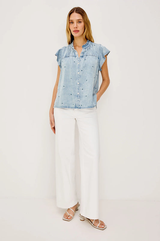 Ruthie Shirt - Ivory Carnations