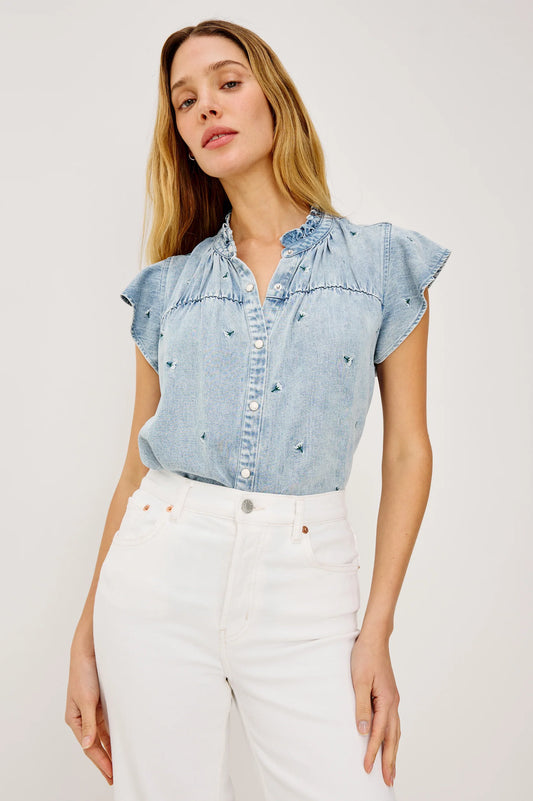 Ruthie Shirt - Ivory Carnations