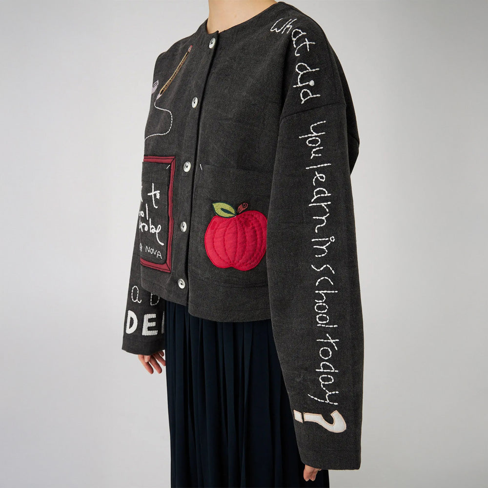Back to School Chalkboard Jacket - Almost Black