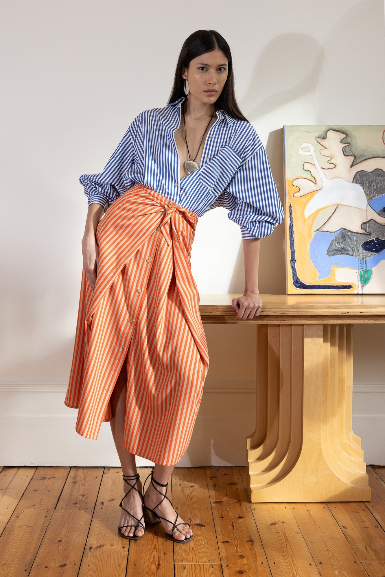 Albane Tie Front Skirt - Orange Sand