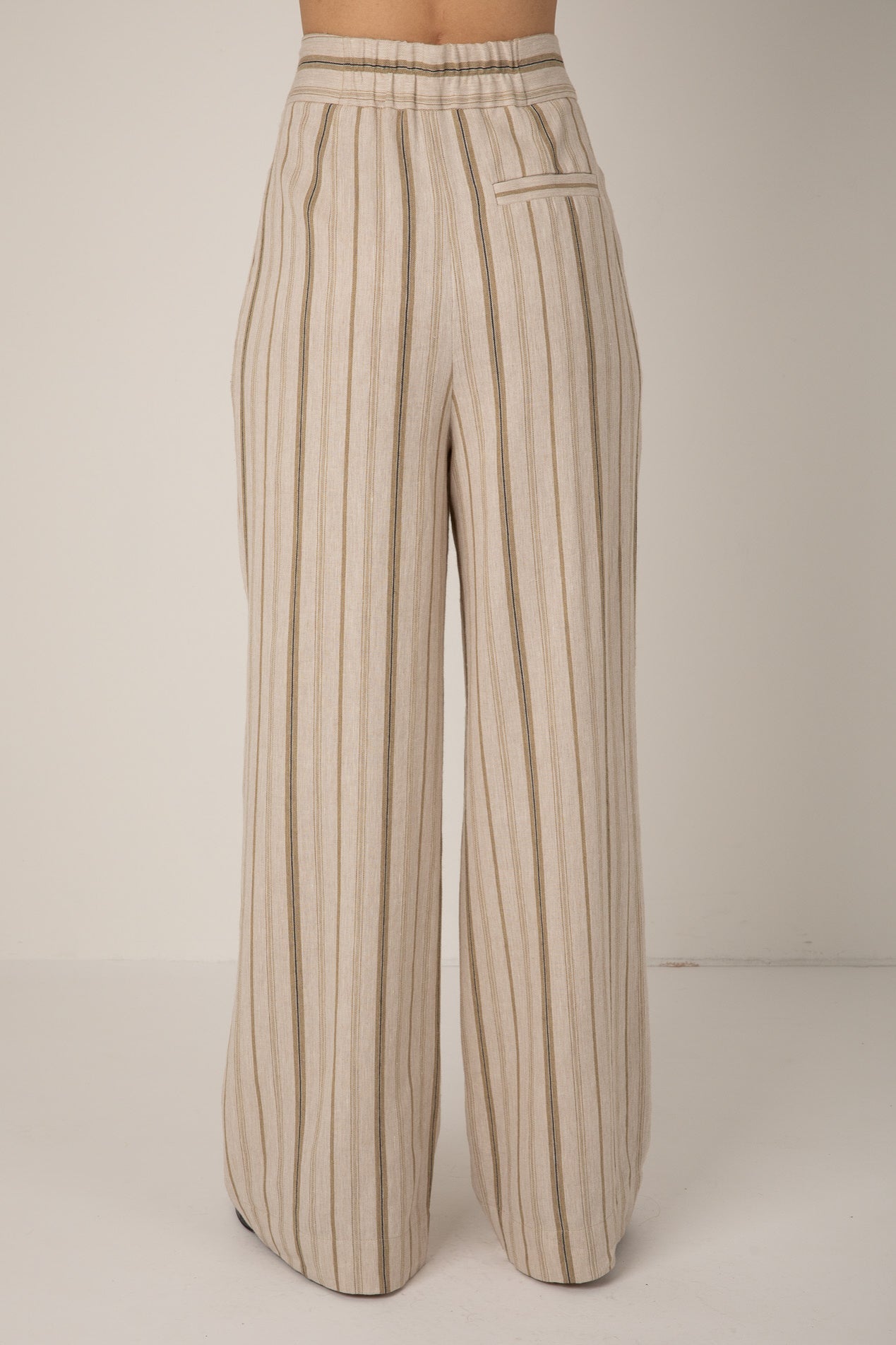 Nellie Stripe Trouser - Biscuit