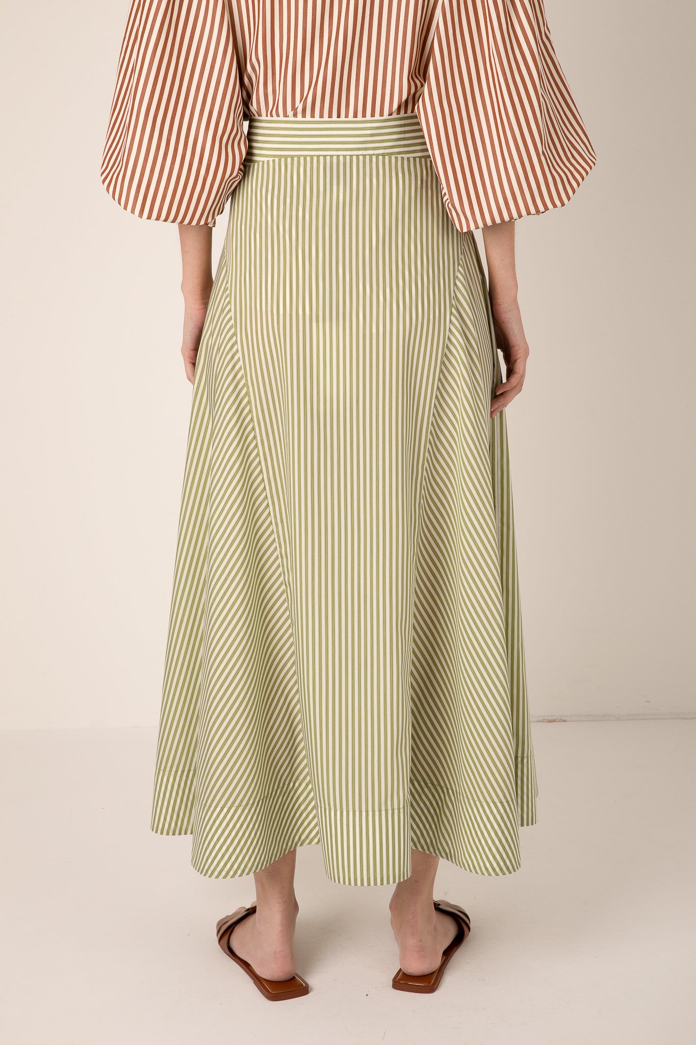 Fleur Stripe Skirt - Green Stripe