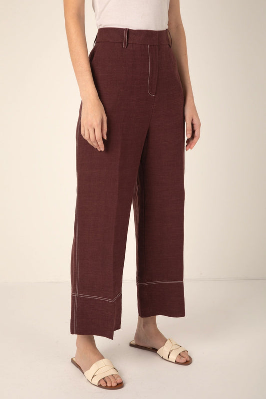 Nina Linen Tailored Trouser - Brown