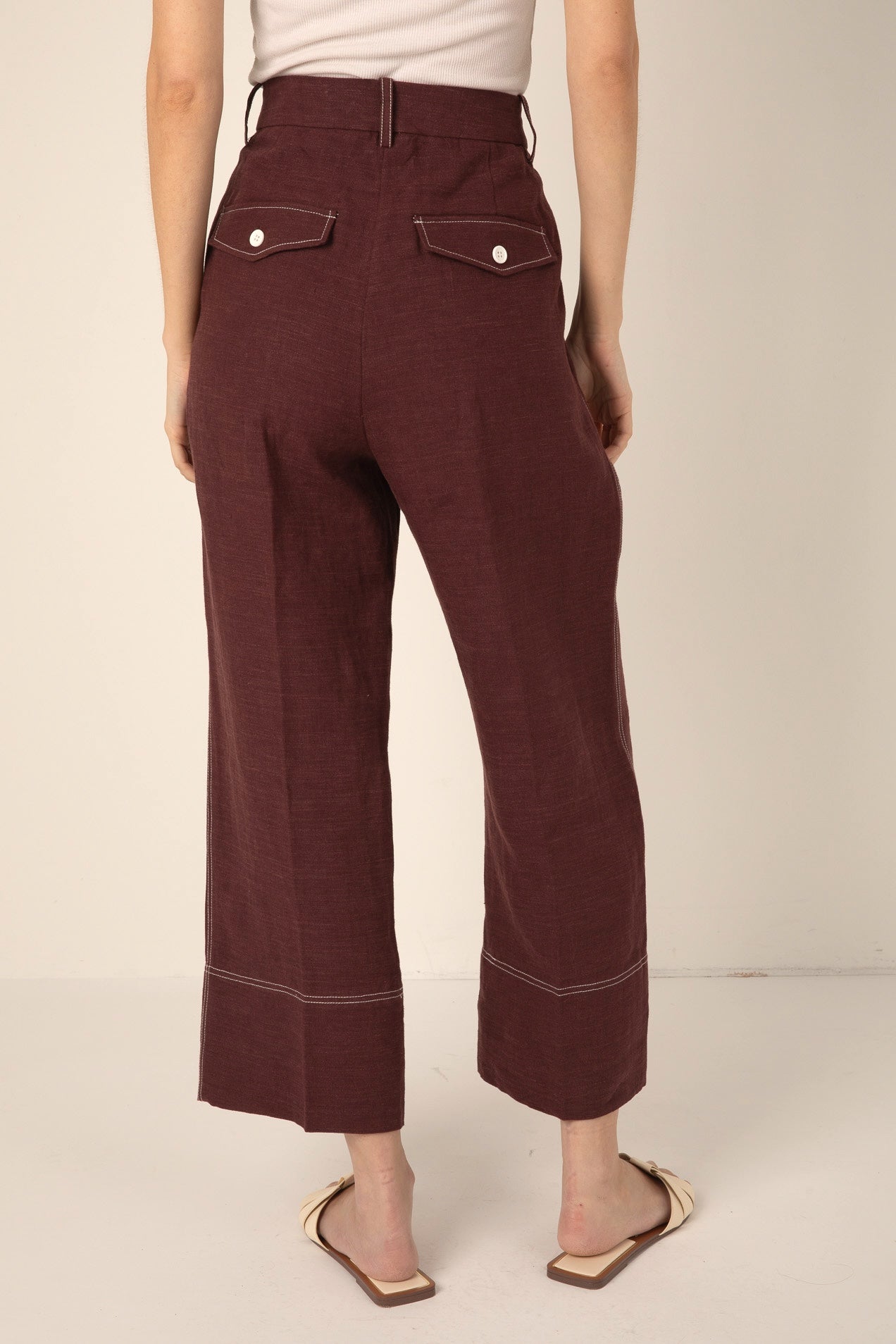 Nina Linen Tailored Trouser - Brown