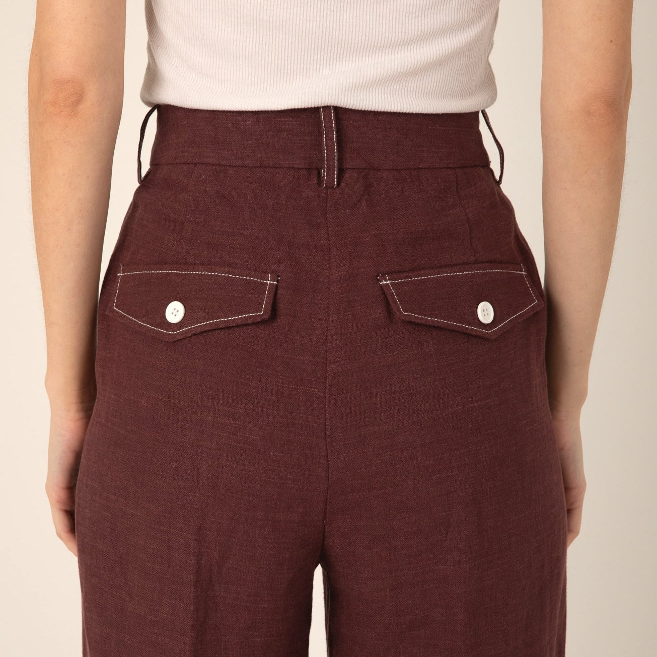 Nina Linen Tailored Trouser - Brown