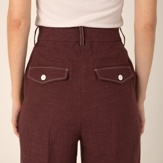 Nina Linen Tailored Trouser - Brown