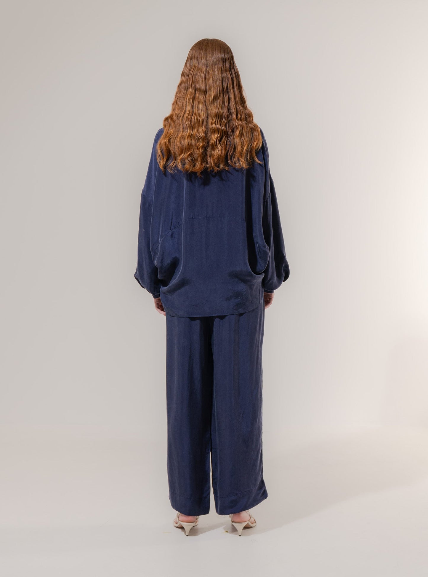 Curved Hem Blouse - Navy