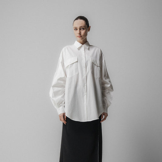 Back Gathered Shirt - White