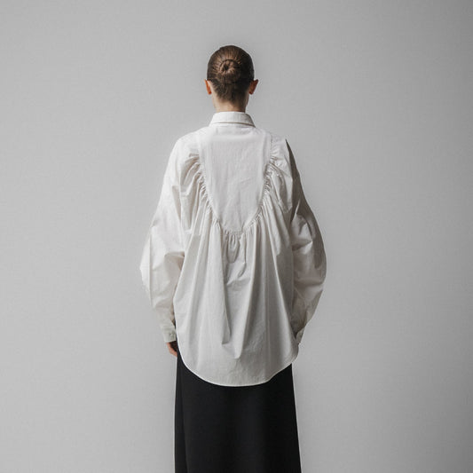 Back Gathered Shirt - White