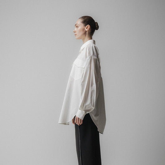Back Gathered Shirt - White