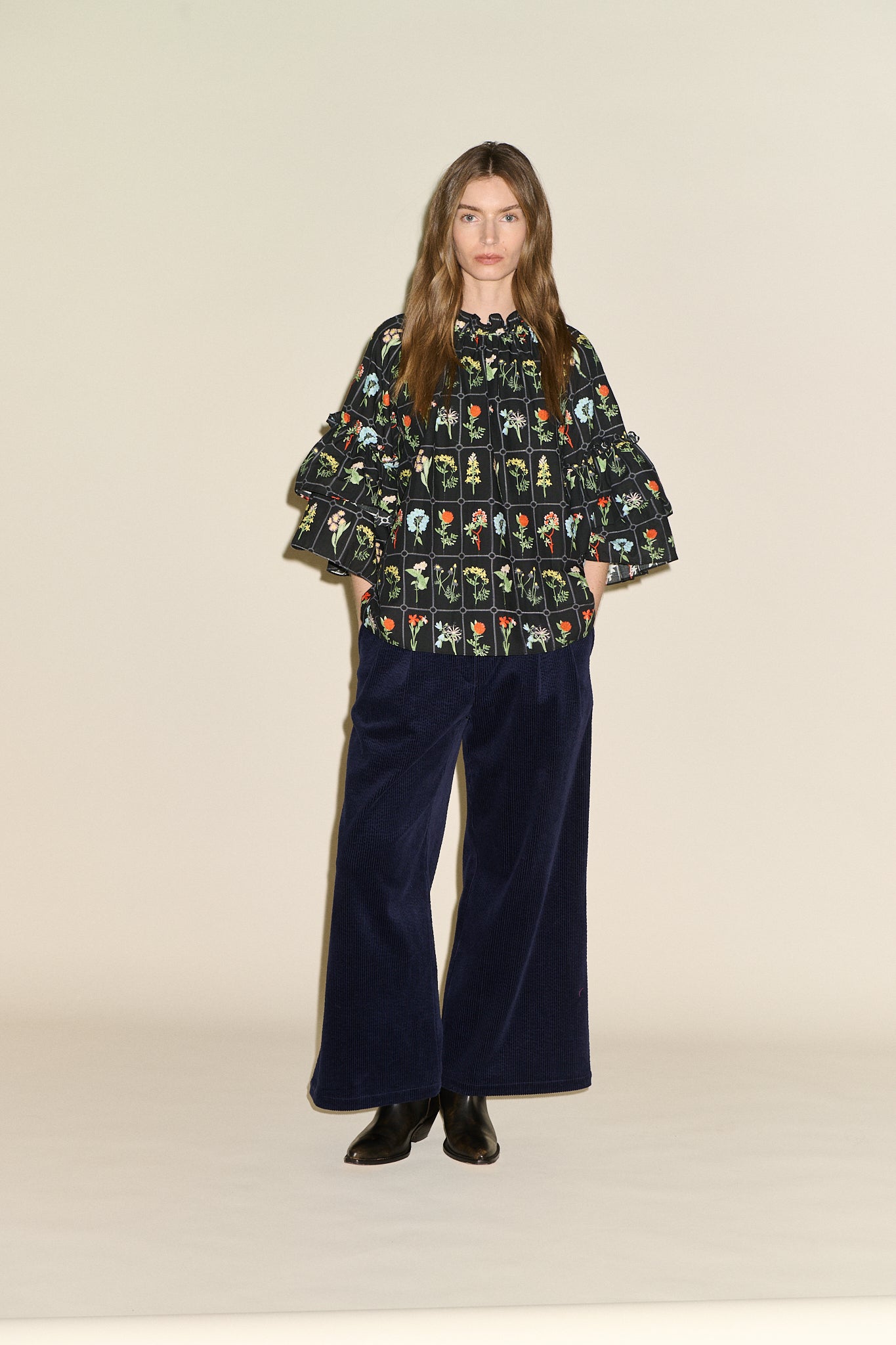 Blythe Top - Black Multi Print