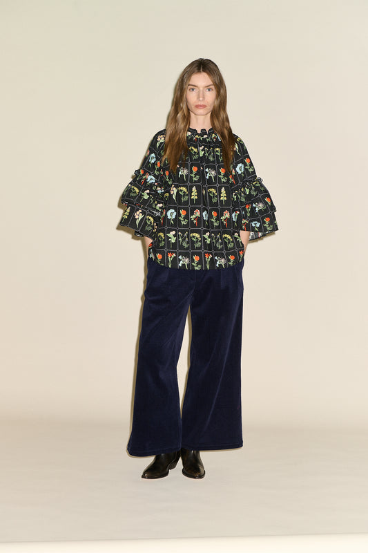 Blythe Top - Black Multi Print