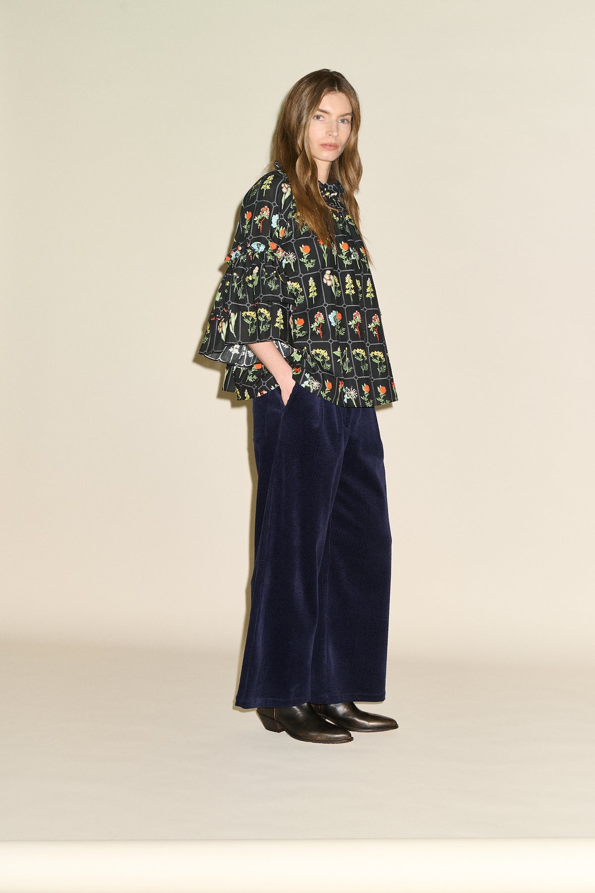 Blythe Top - Black Multi Print