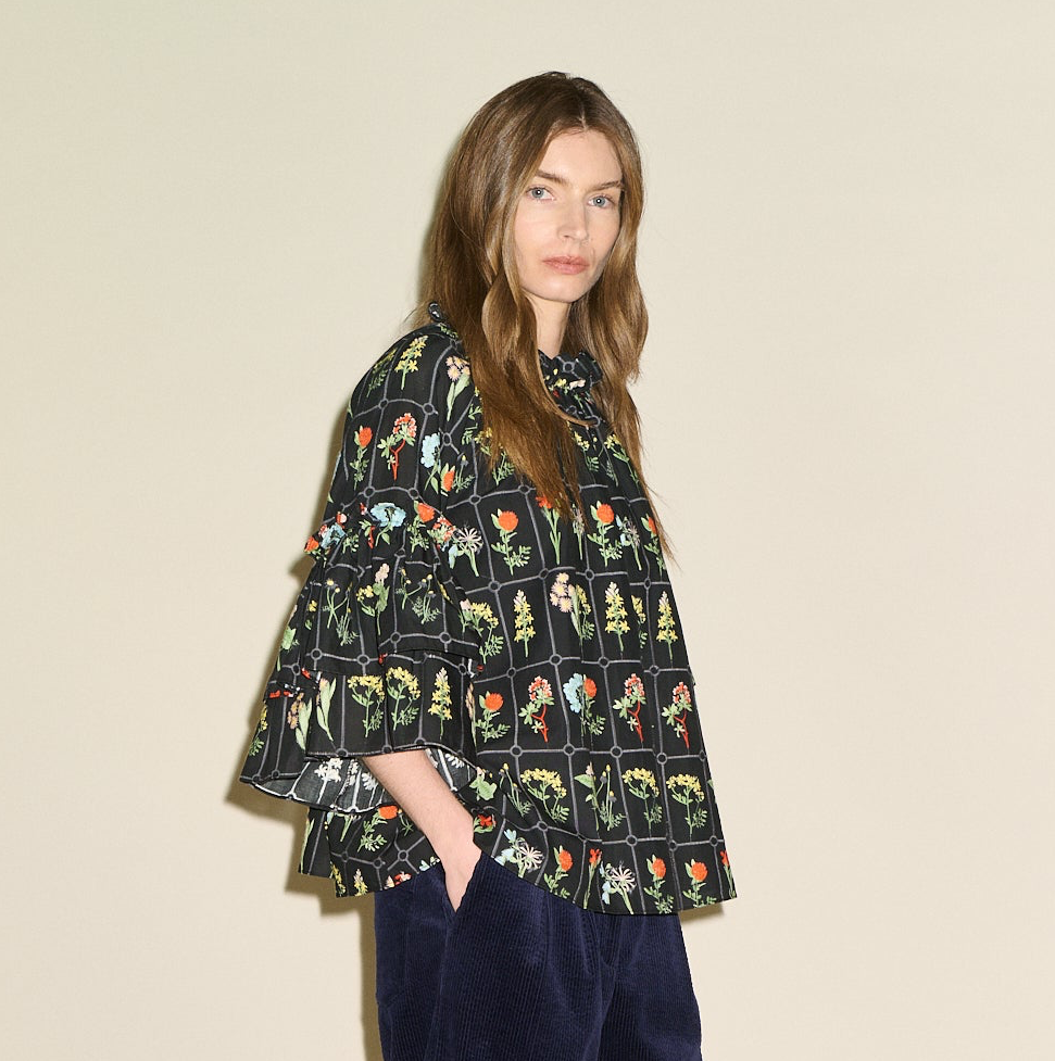 Blythe Top - Black Multi Print