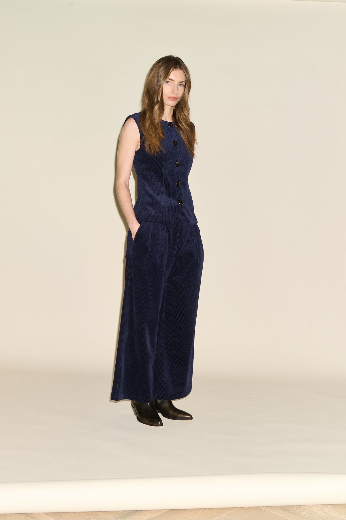 Talia Cord Trouser - Navy