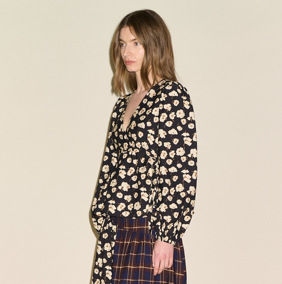 Bella Blouse - Brown Floral