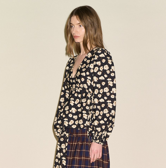 Bella Blouse - Brown Floral