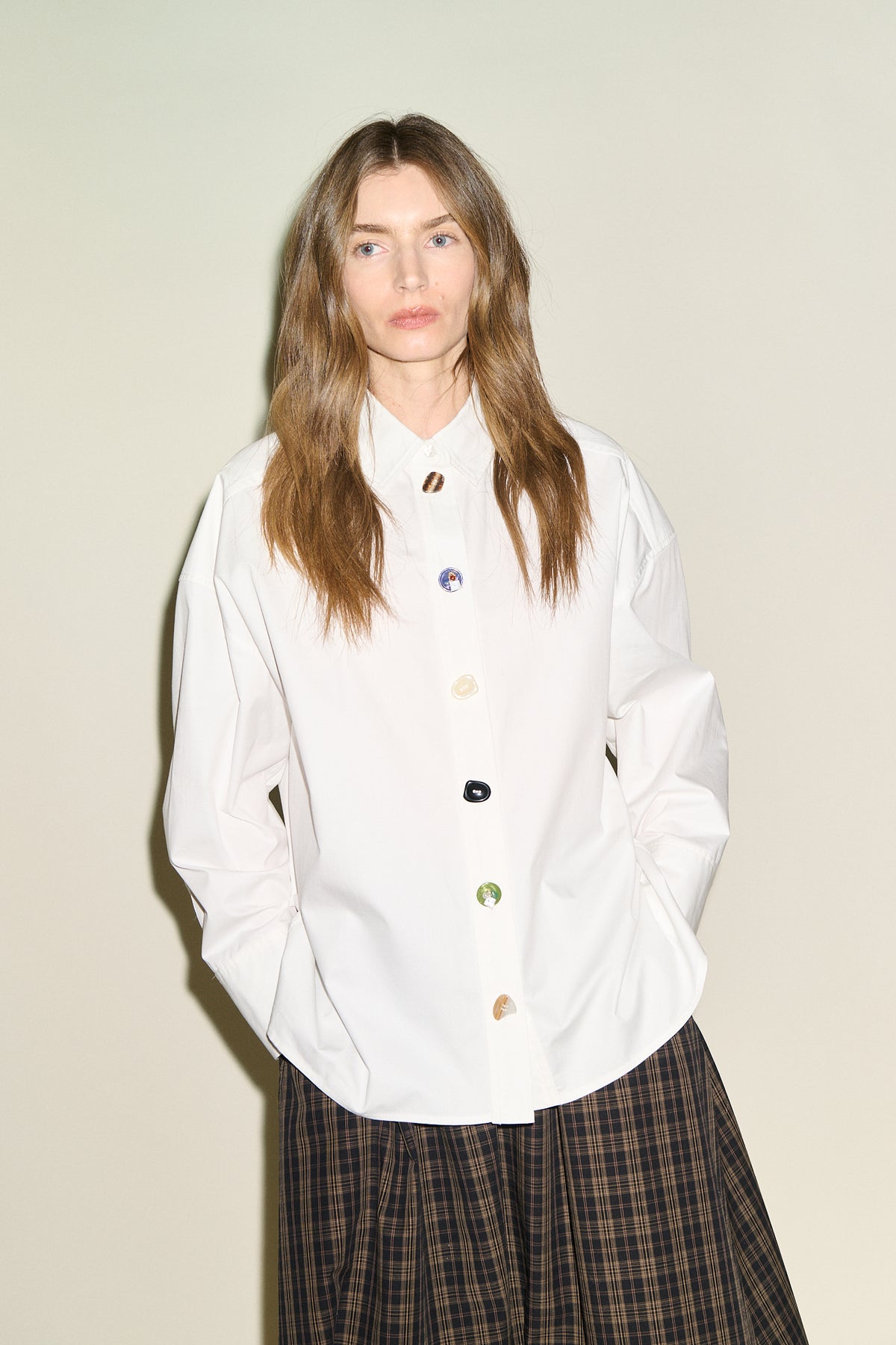SAMDI Bex Shirt With Mix Buttons - White