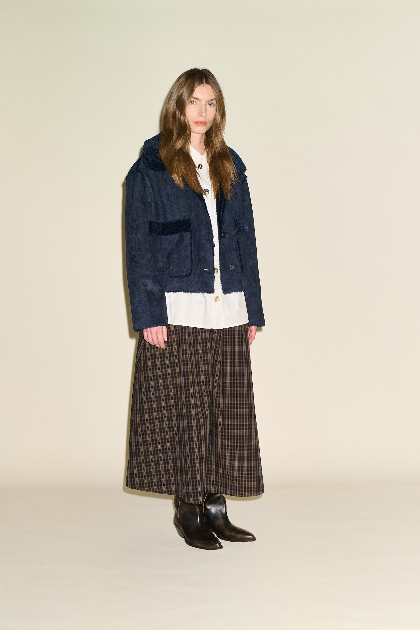 SAMDI Johanna Shearling Jacket - Navy
