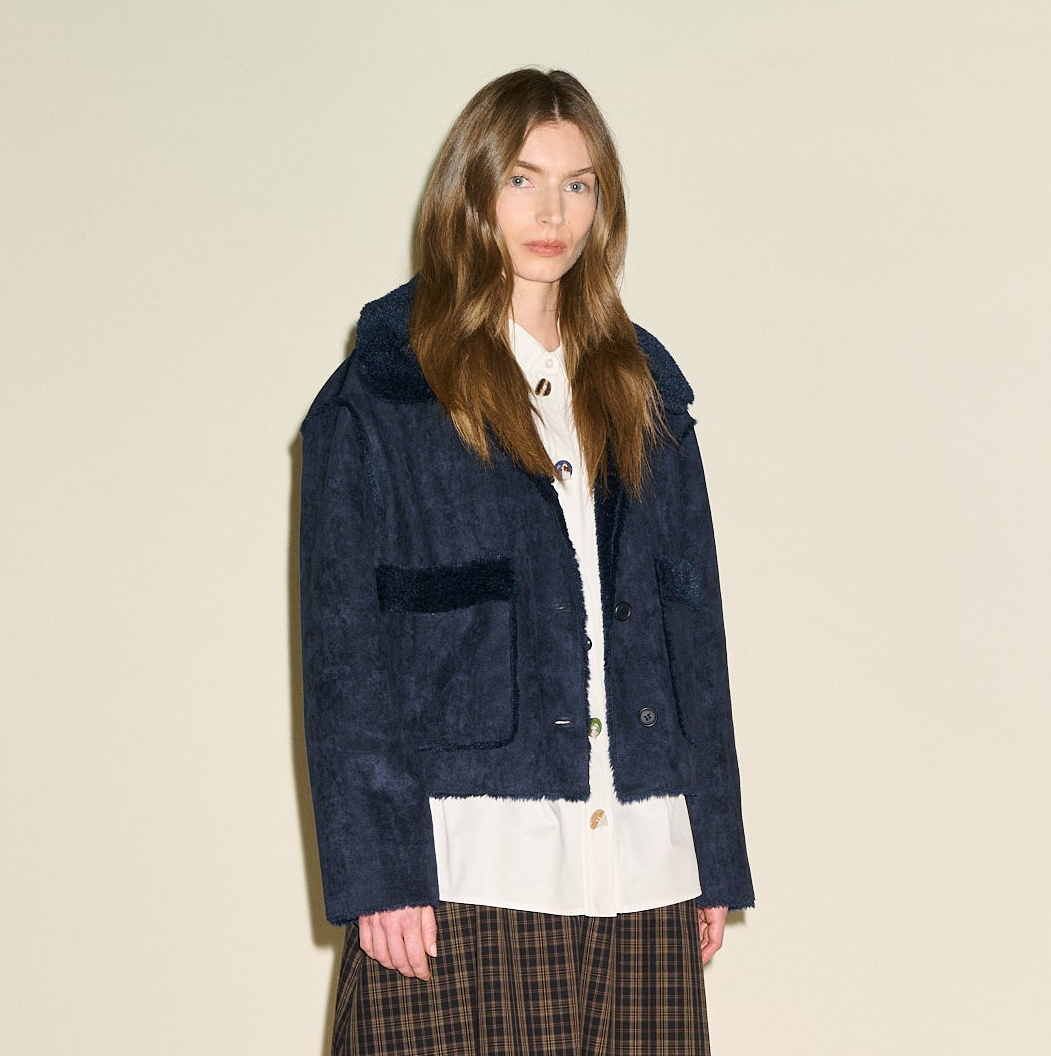 SAMDI Johanna Shearling Jacket - Navy