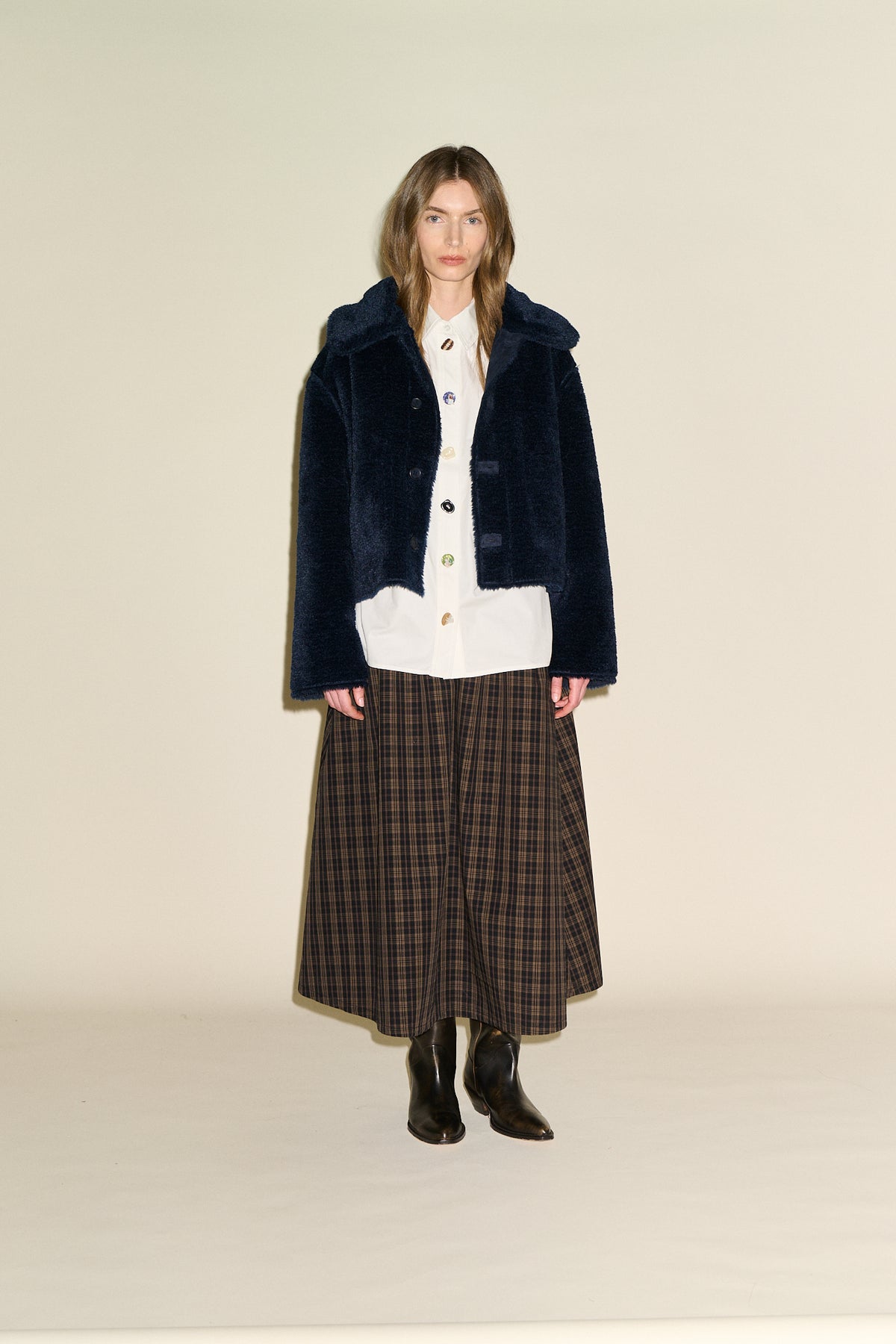 SAMDI Johanna Shearling Jacket - Navy