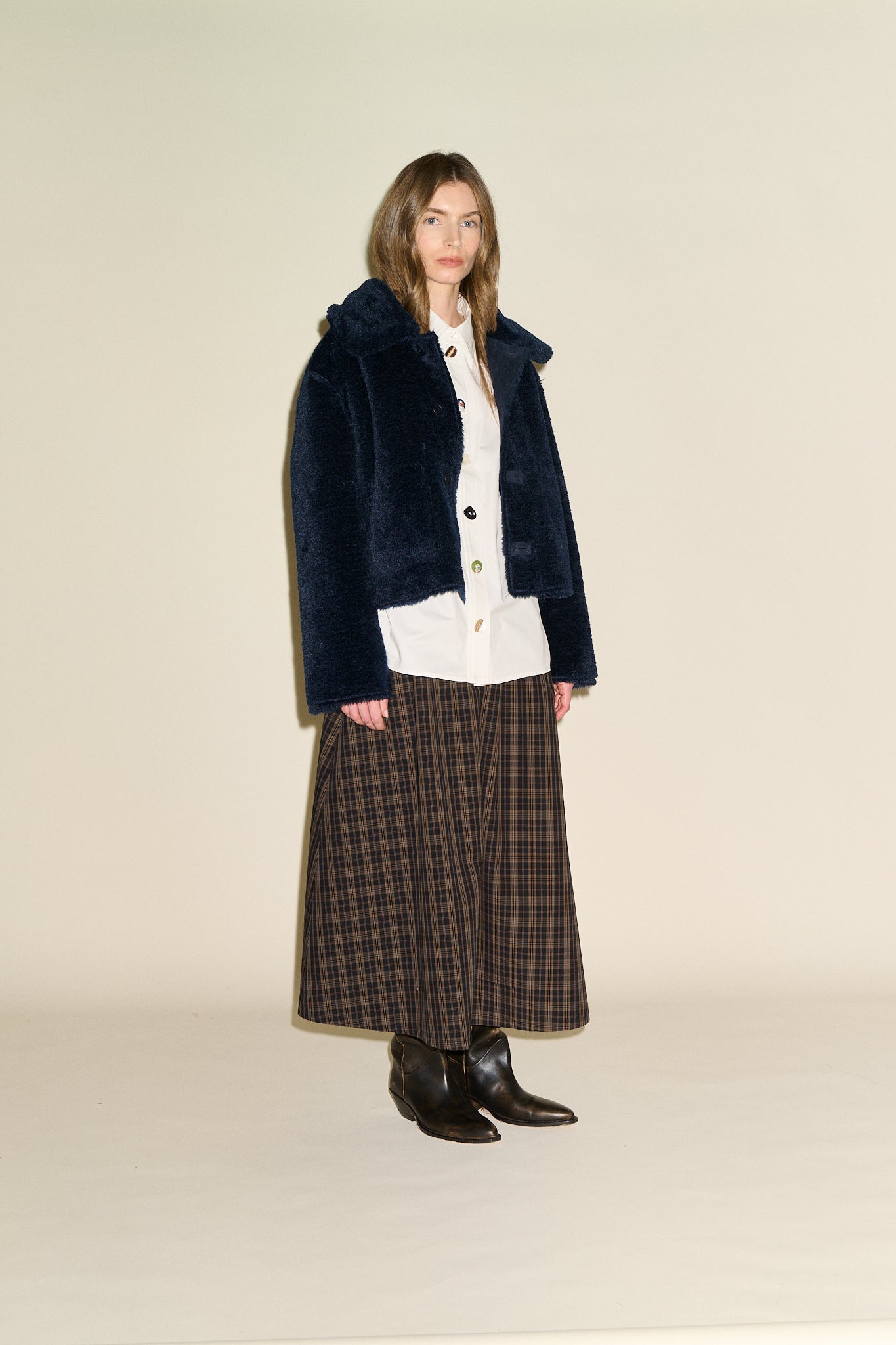SAMDI Johanna Shearling Jacket - Navy