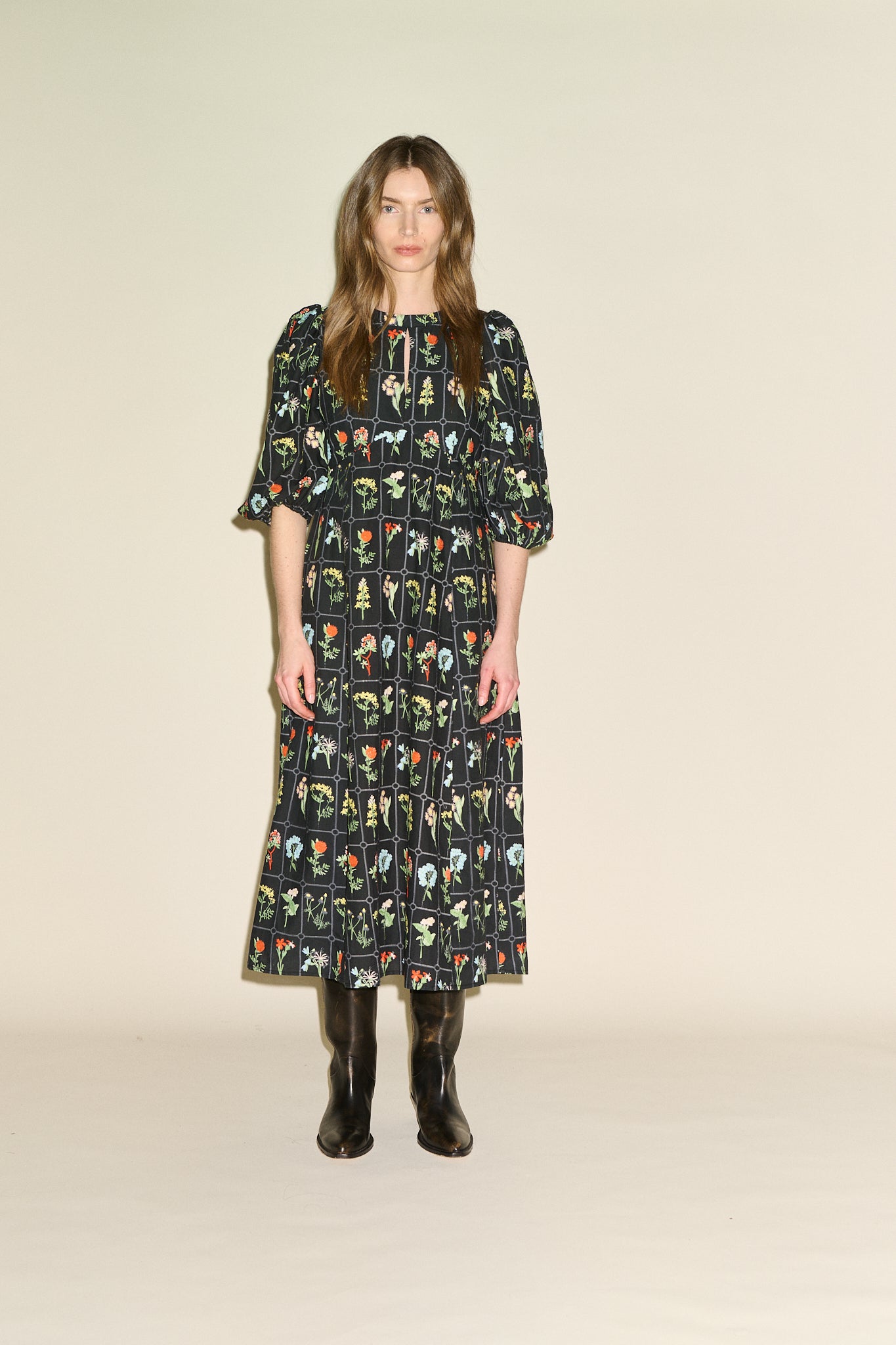 Dhalia Dress - Black Multi Print